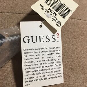 Guess Black Halter Tank Top with White Embellished Collar